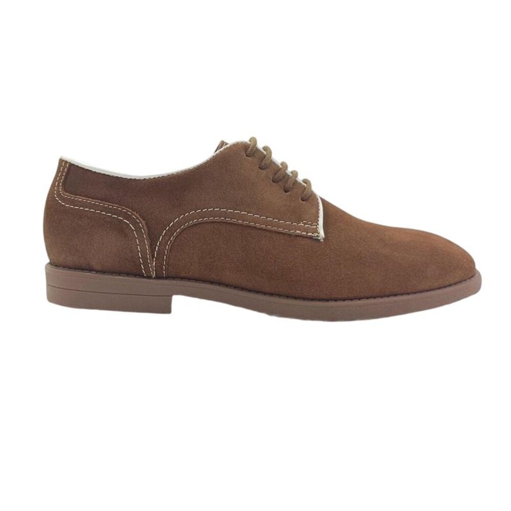 Firetrap Mens Arthur Suede Low Block Heel Derby Shoes / Dark Tan
